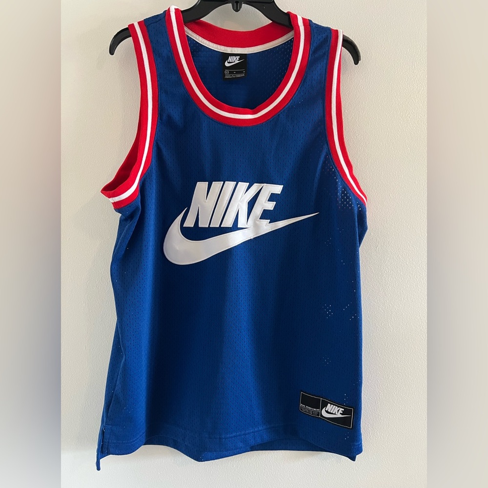 Unisex Nike Basketball Blue Red and White Jersey